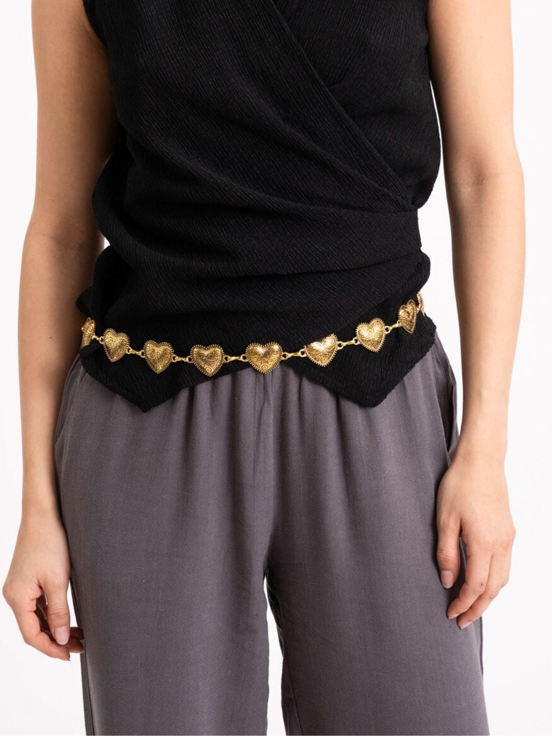 Bonfire Hearts Metal Chain Waist Belt