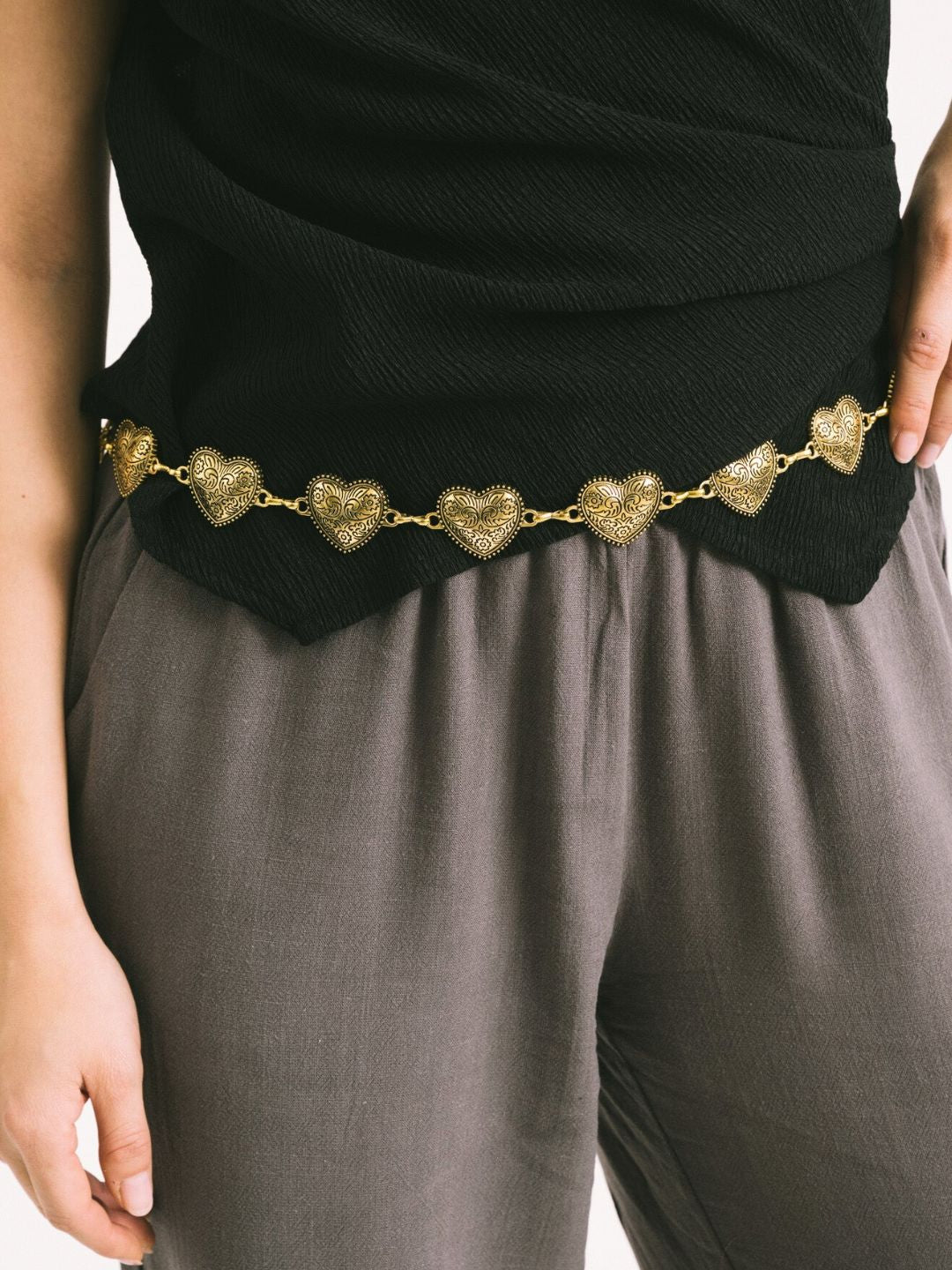 Bonfire Hearts Metal Chain Waist Belt