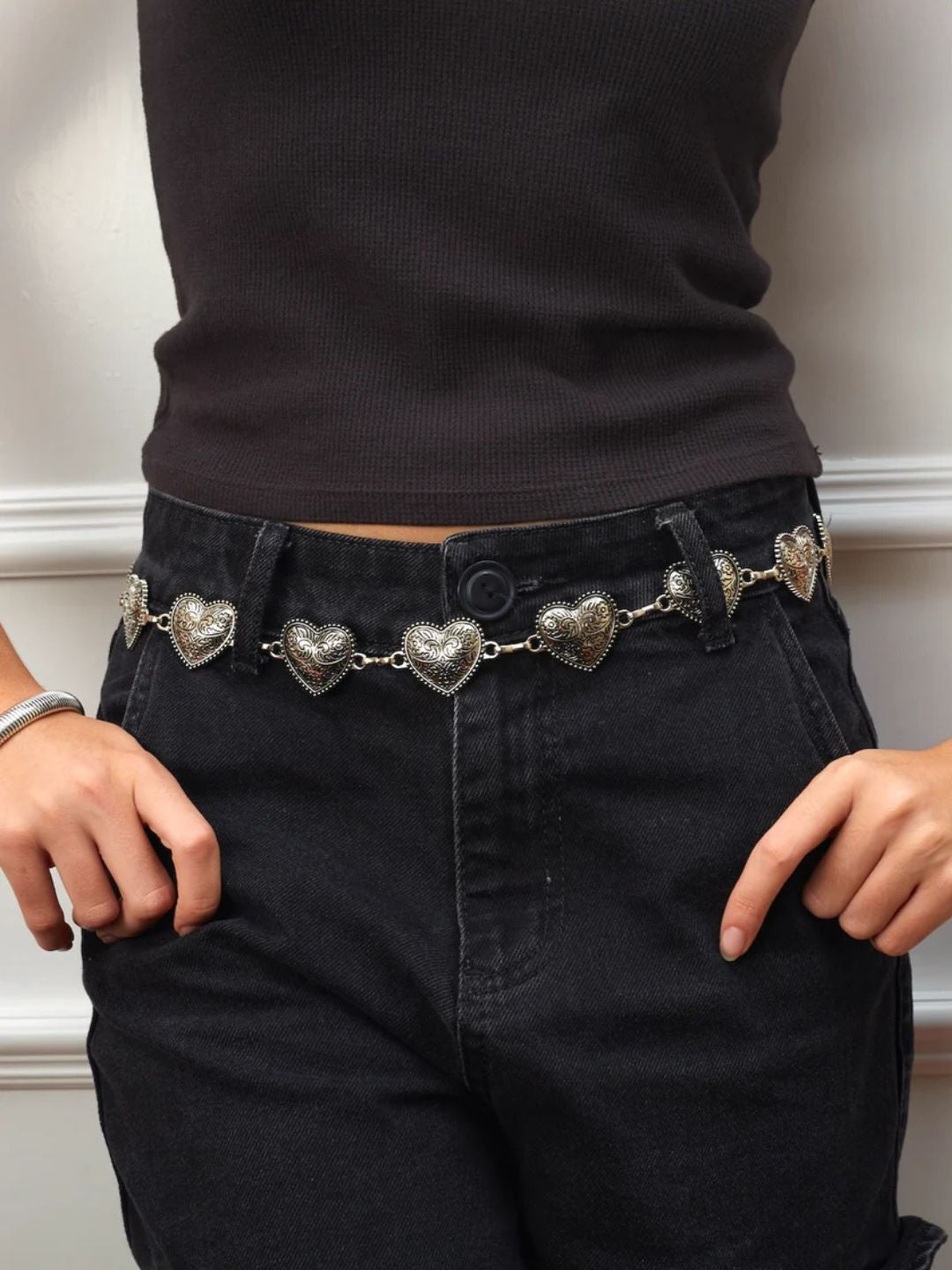 Bonfire Hearts Metal Chain Waist Belt