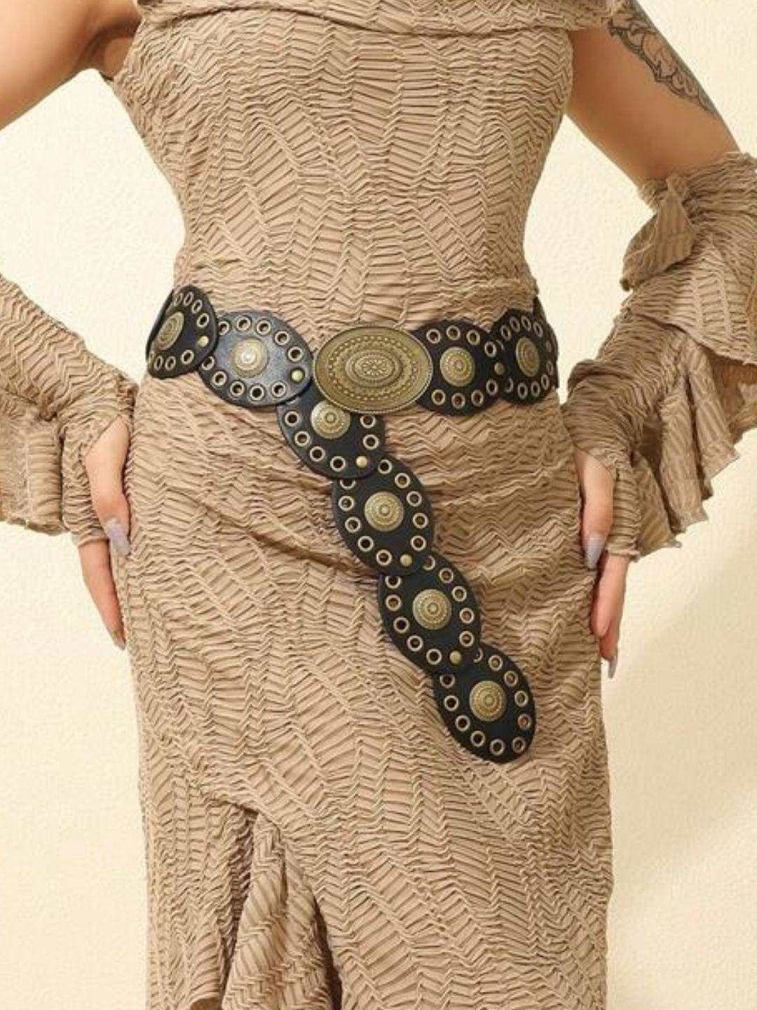 Alaya Boho Chic Vintage Disc Shield Waist Belt