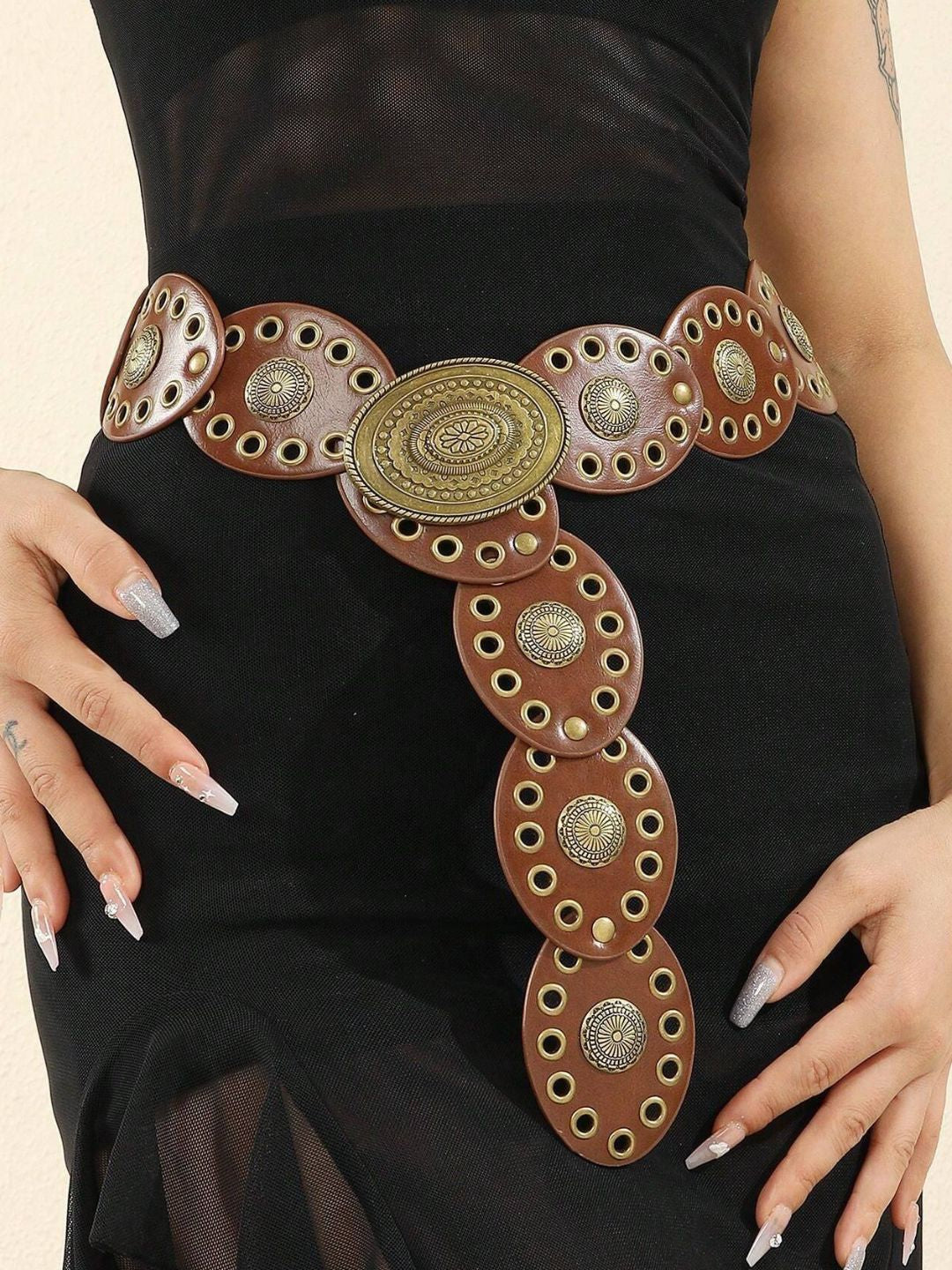 Alaya Boho Chic Vintage Disc Shield Waist Belt