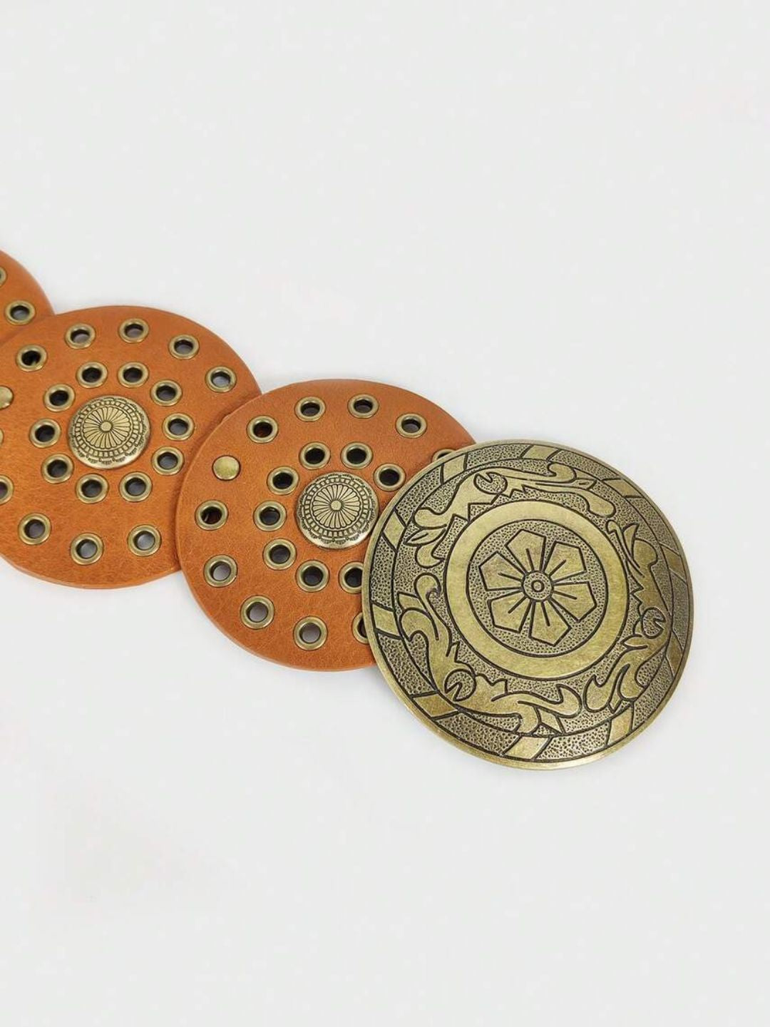 Amama Boho Chic Wide Belt with Vintage Shield Buckle