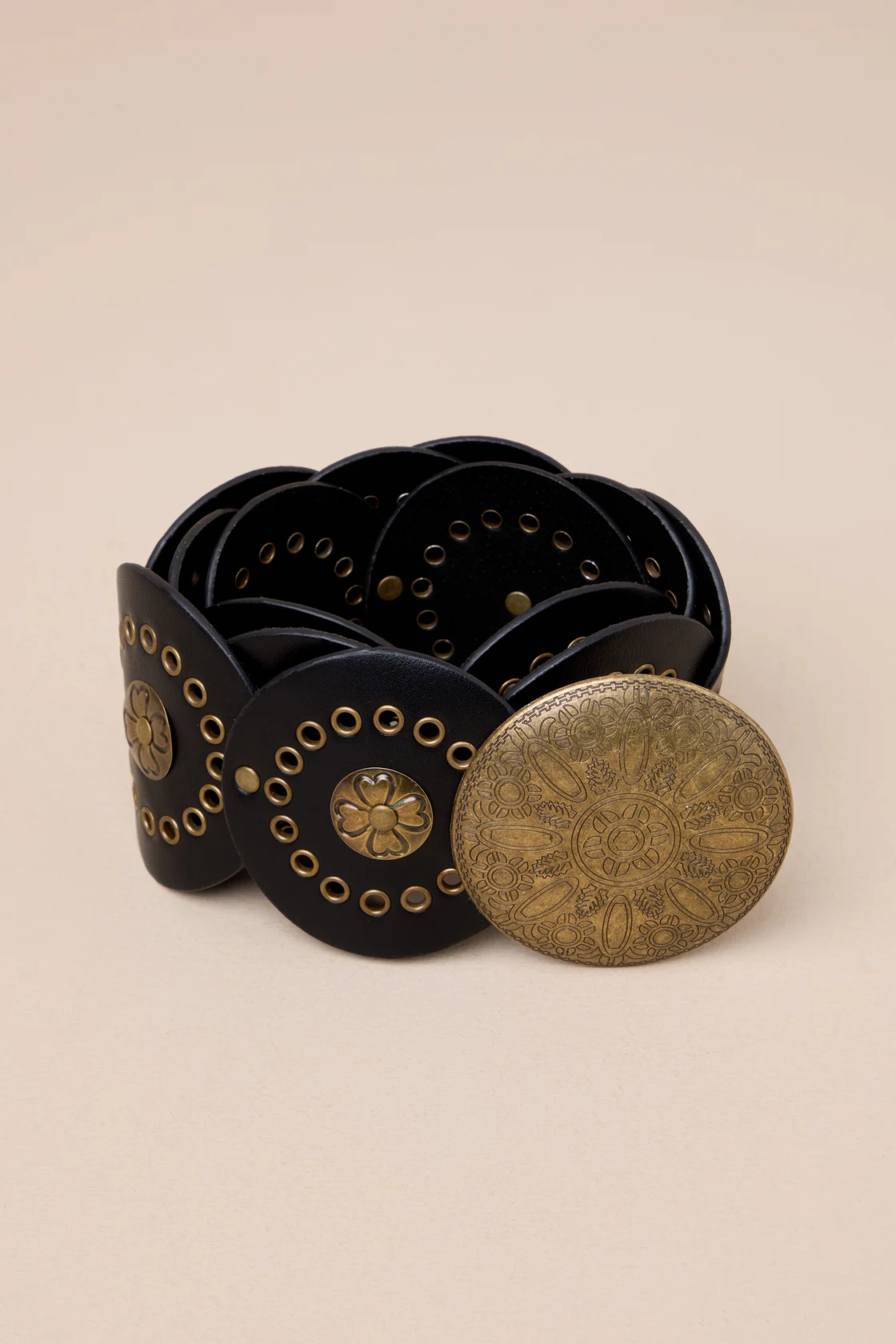 Blake Boho Chic Wide Belt with Vintage Shield Buckle