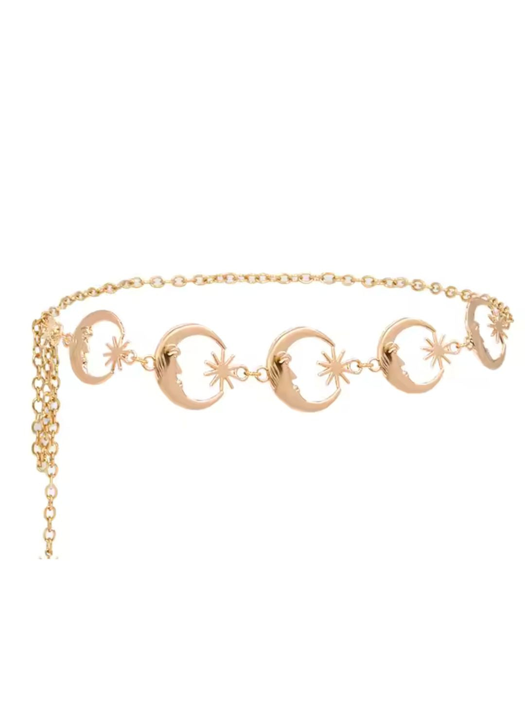 Crescent Moon Metal Chain Waist Belt