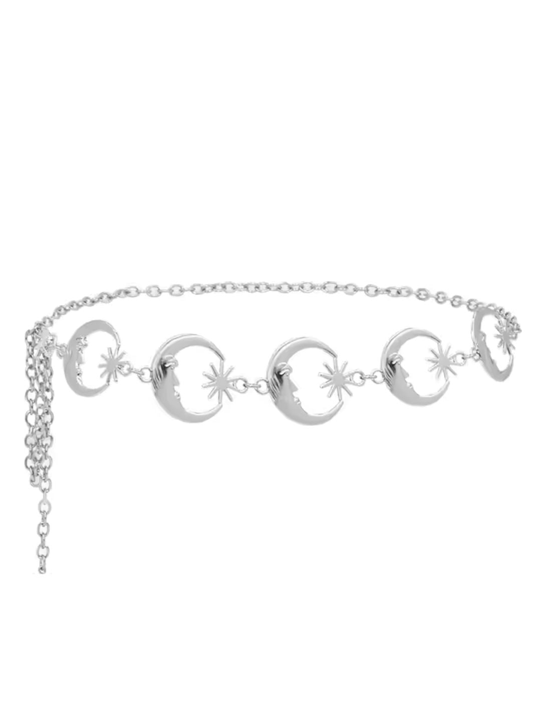 Crescent Moon Metal Chain Waist Belt