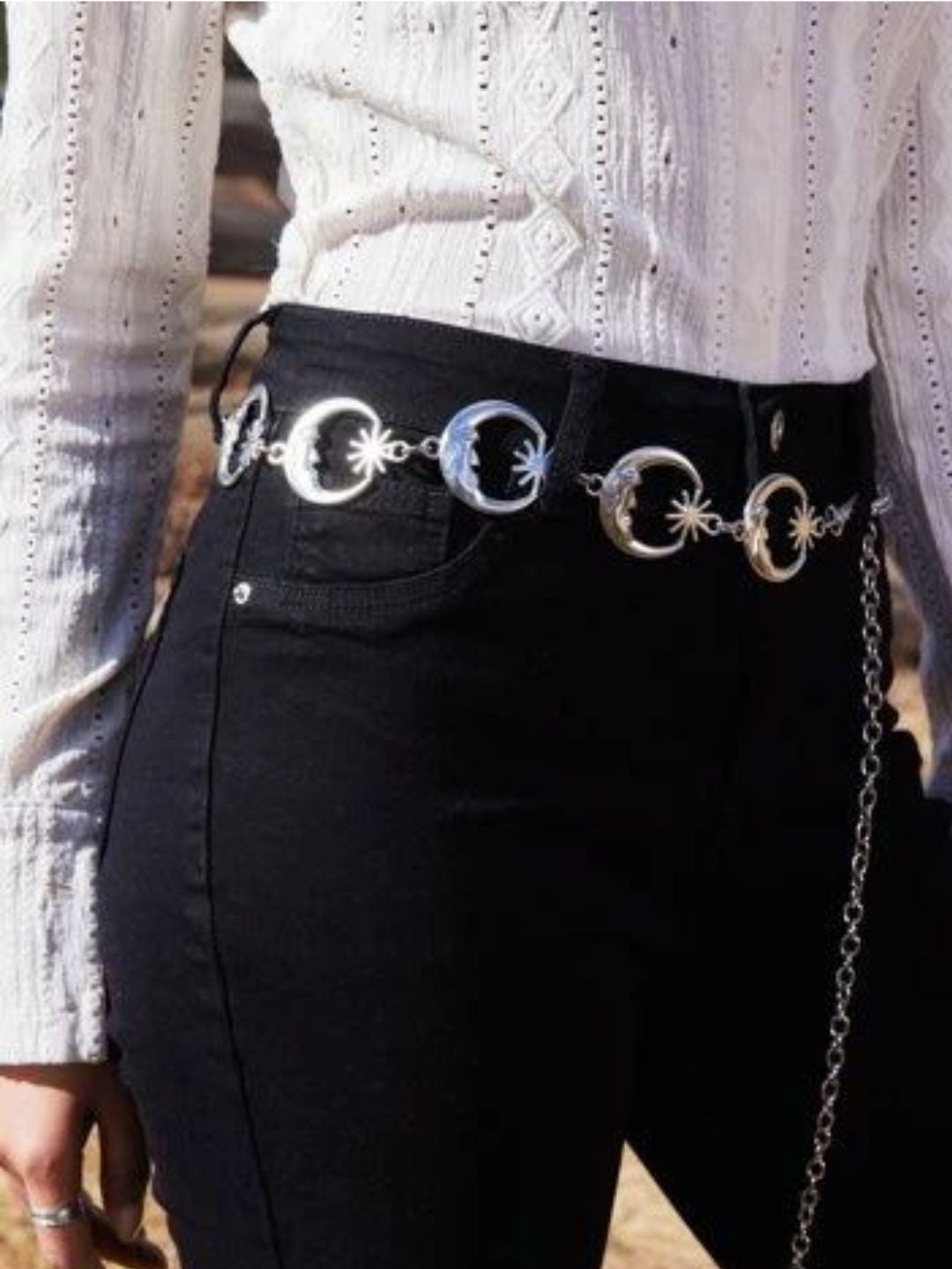Crescent Moon Metal Chain Waist Belt