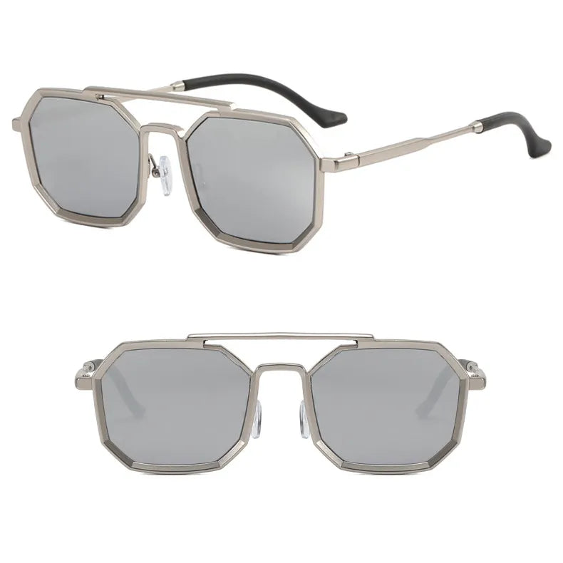Cool and Hip Octagonal metal sunglasses that fits elegantly on your face and adds a bit of style to your look. Unisex Sunglasses UV400 protection against harmful rays UA A/U Material: Brass and Resin Suitable for Prescription Lenses Dimensions: Lens Width: 55mm, Lens Height: 42mm, Nose Bridge: 20mm, Temple Length: 150mm, Frame Width: 145mm