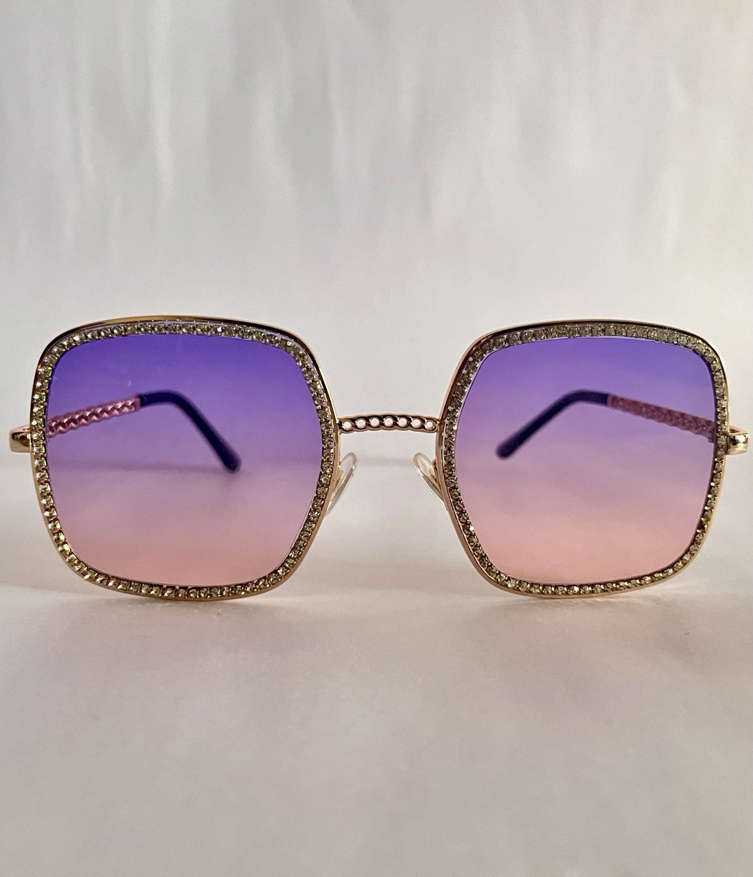 Love Notes UV400 Protected Square Rhinestone Sunglasses