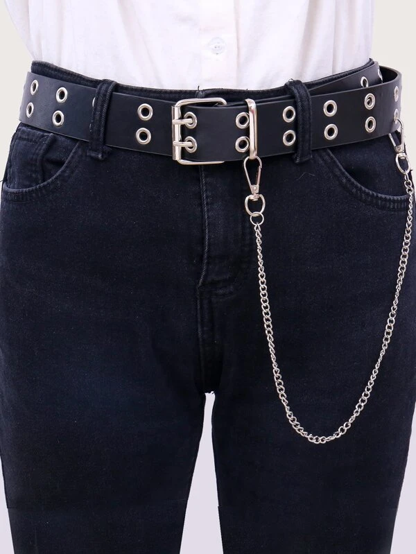 Solitude Eyelet & Chain Waist Belt