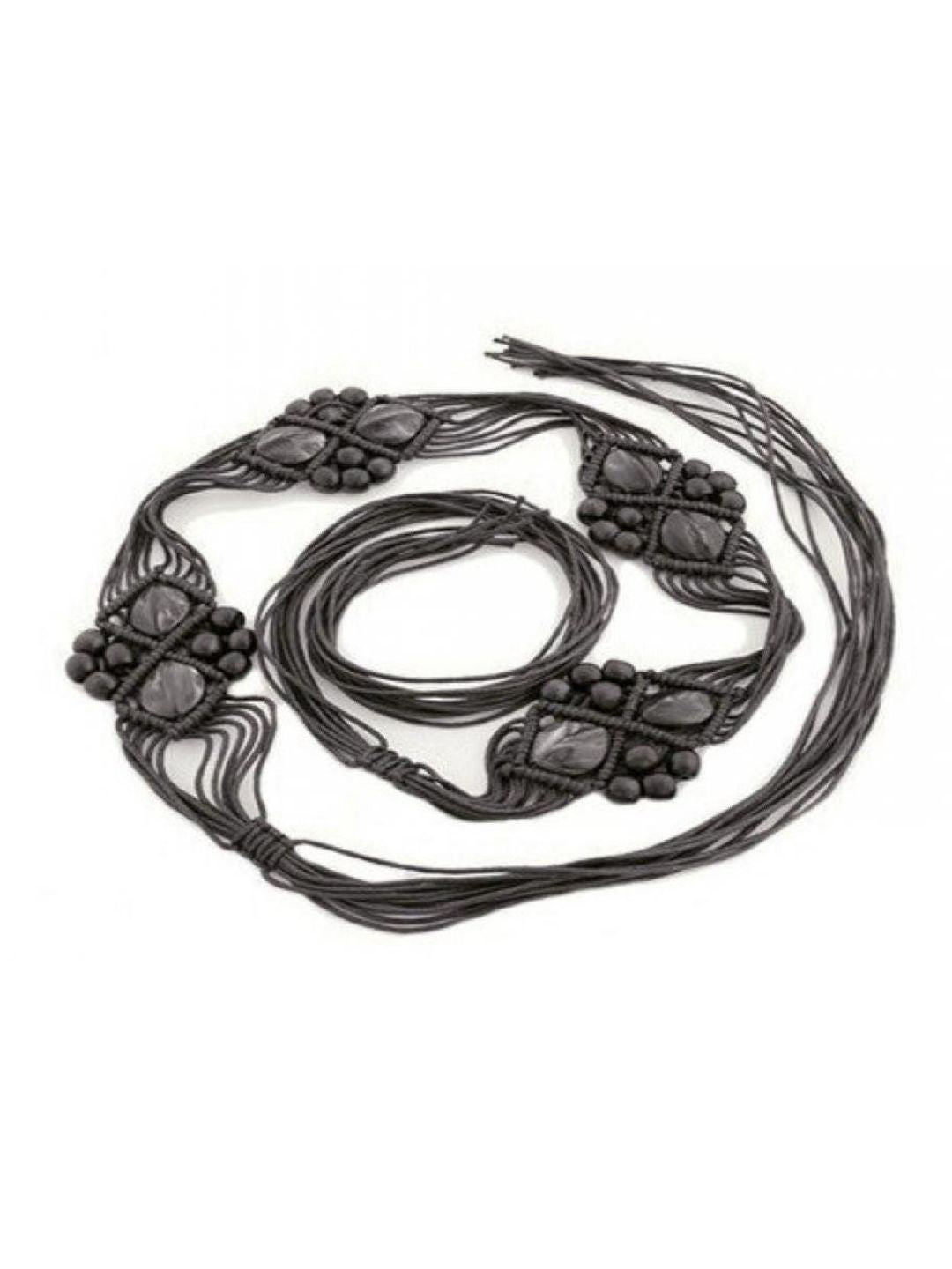 Boheme Macrame Beaded Braided Tassel Tie-up Belt