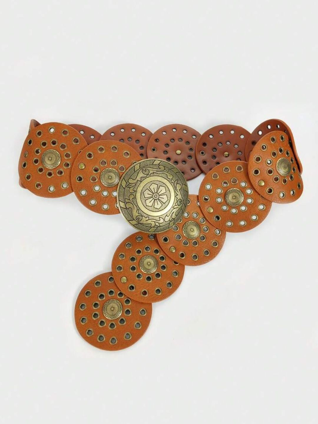 Amama Boho Chic Wide Belt with Vintage Shield Buckle