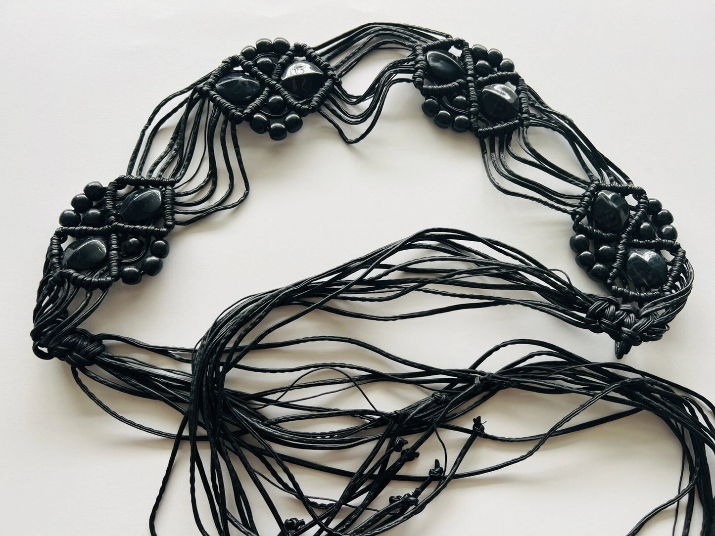 Boheme Macrame Beaded Braided Tassel Tie-up Belt