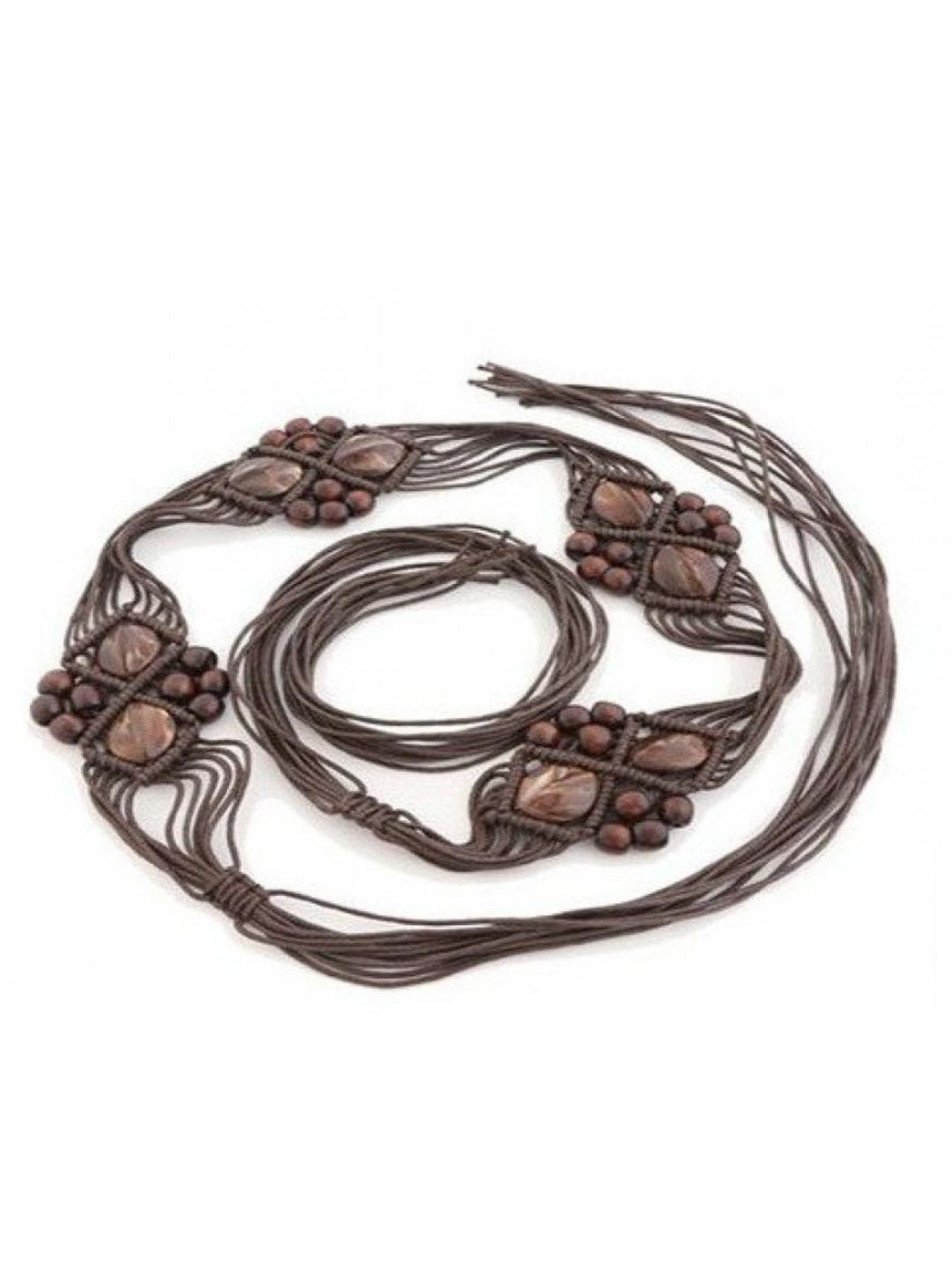 Boheme Macrame Beaded Braided Tassel Tie-up Belt
