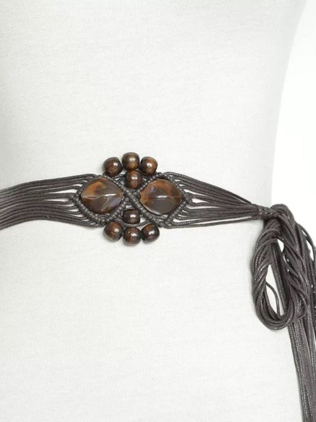 Boheme Macrame Beaded Braided Tassel Tie-up Belt