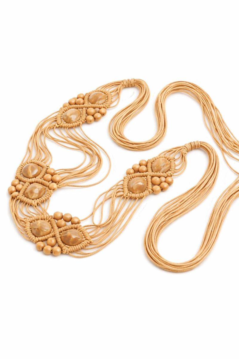 Boheme Macrame Beaded Braided Tassel Tie-up Belt
