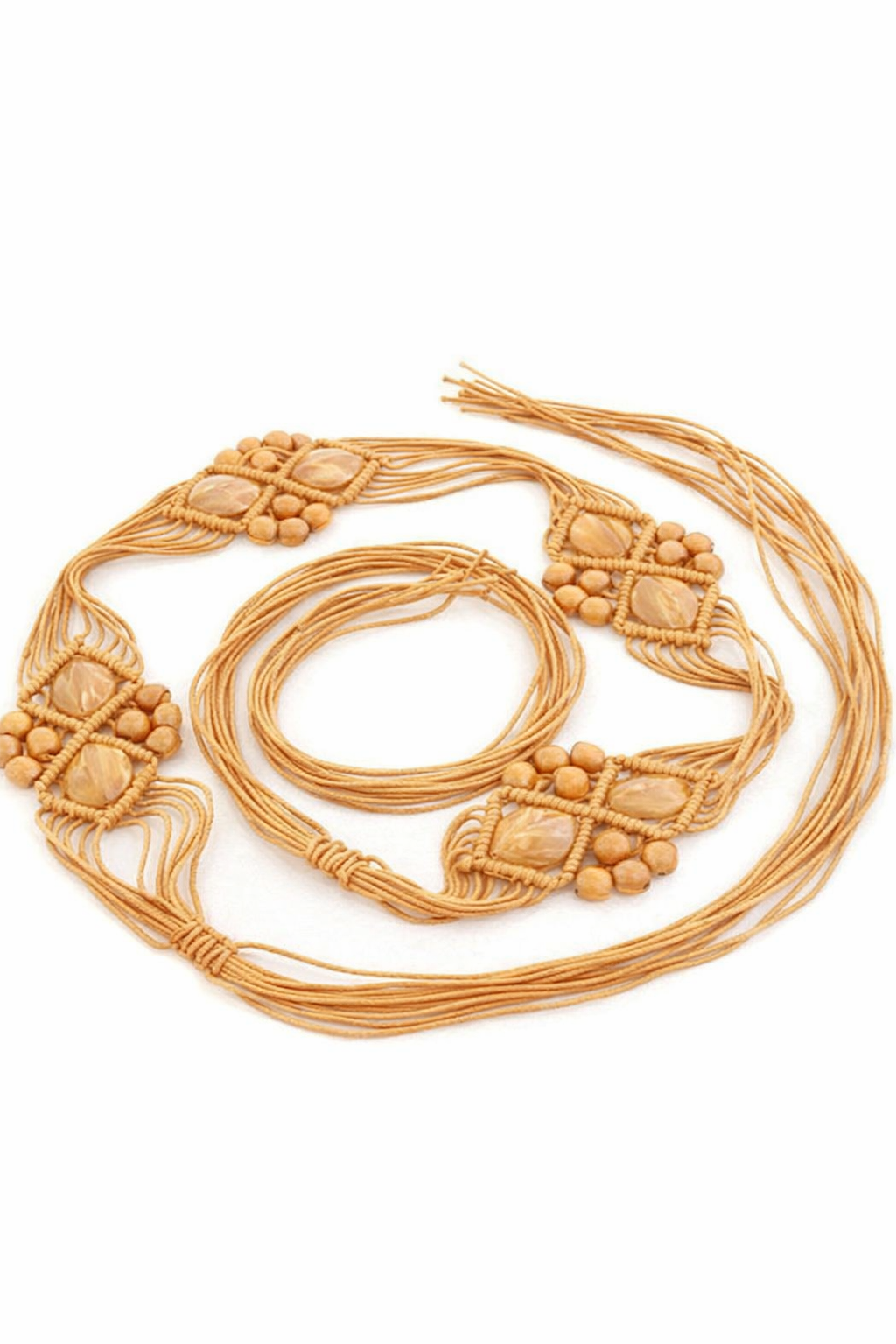 Boheme Macrame Beaded Braided Tassel Tie-up Belt