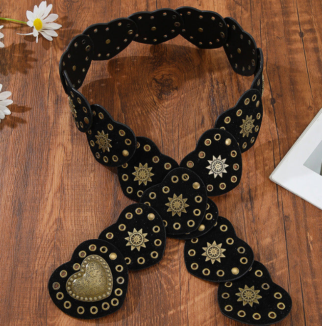 Kiki Boho Chic Wide Belt with Vintage Buckle