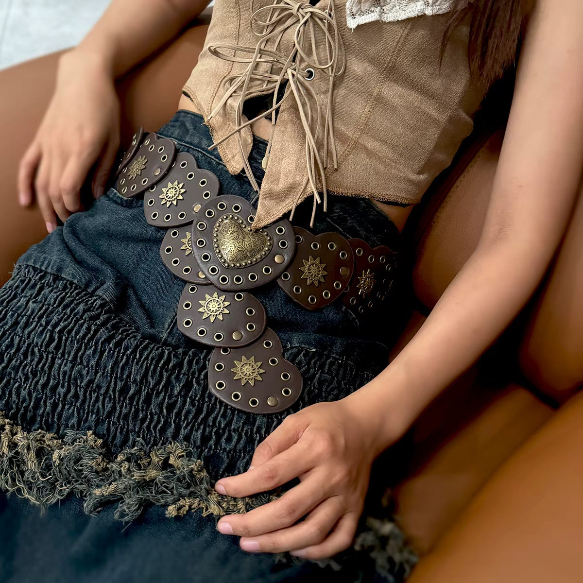 Kiki Boho Chic Wide Belt with Vintage Buckle