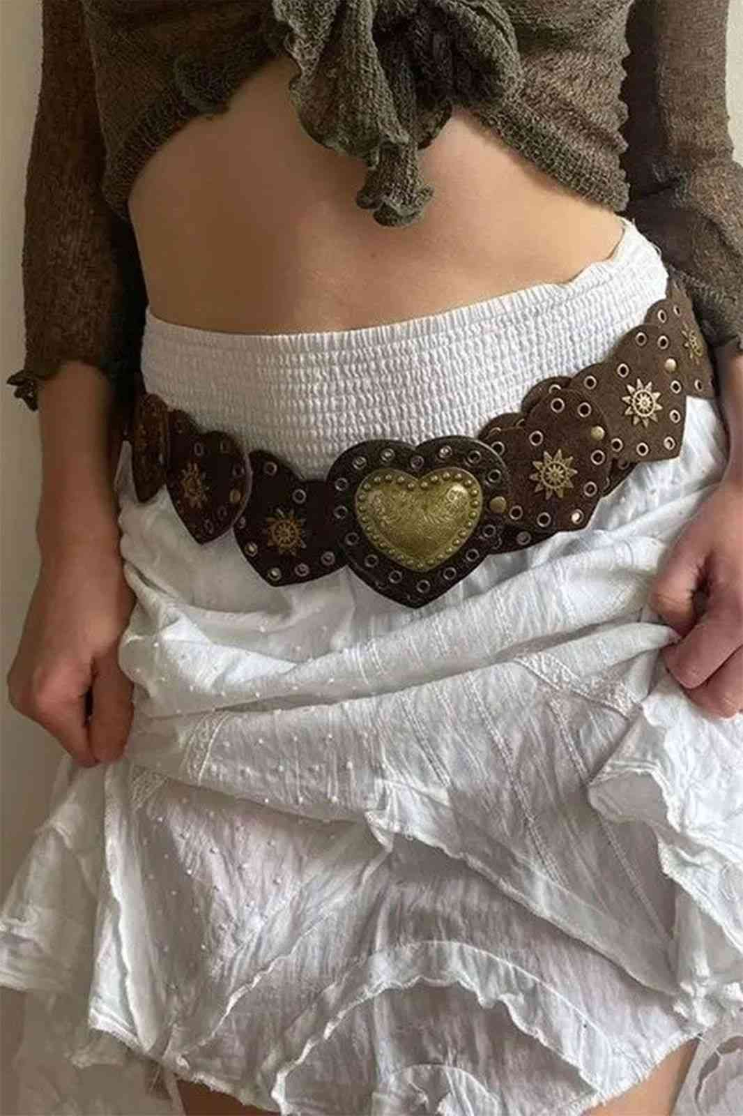 Kiki Boho Chic Wide Belt with Vintage Buckle