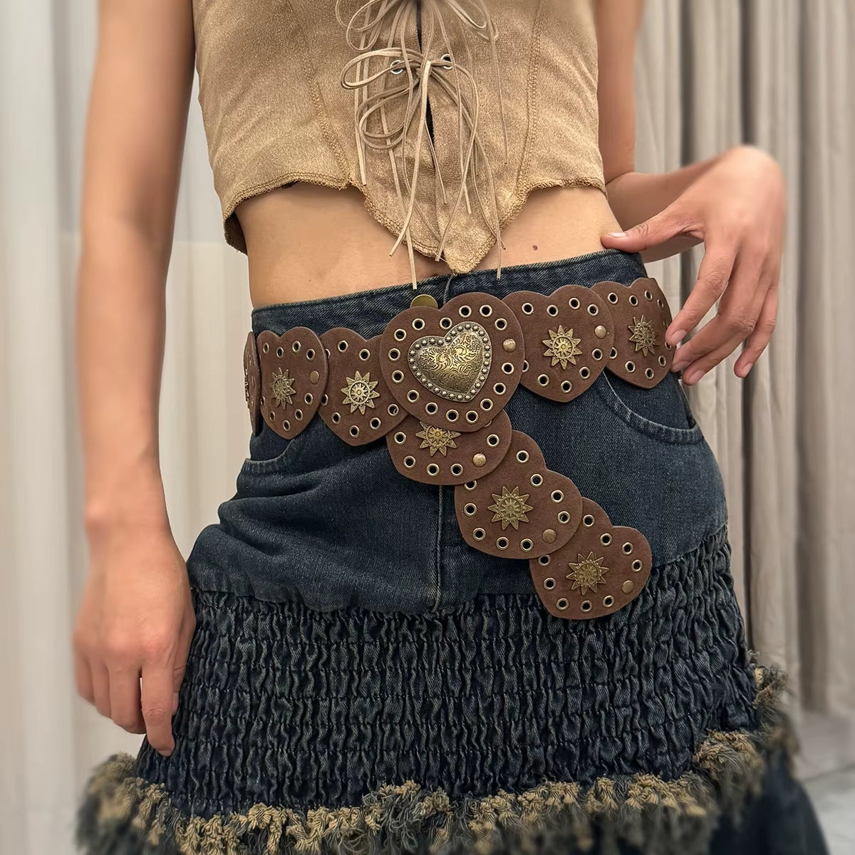 Kiki Boho Chic Wide Belt with Vintage Buckle
