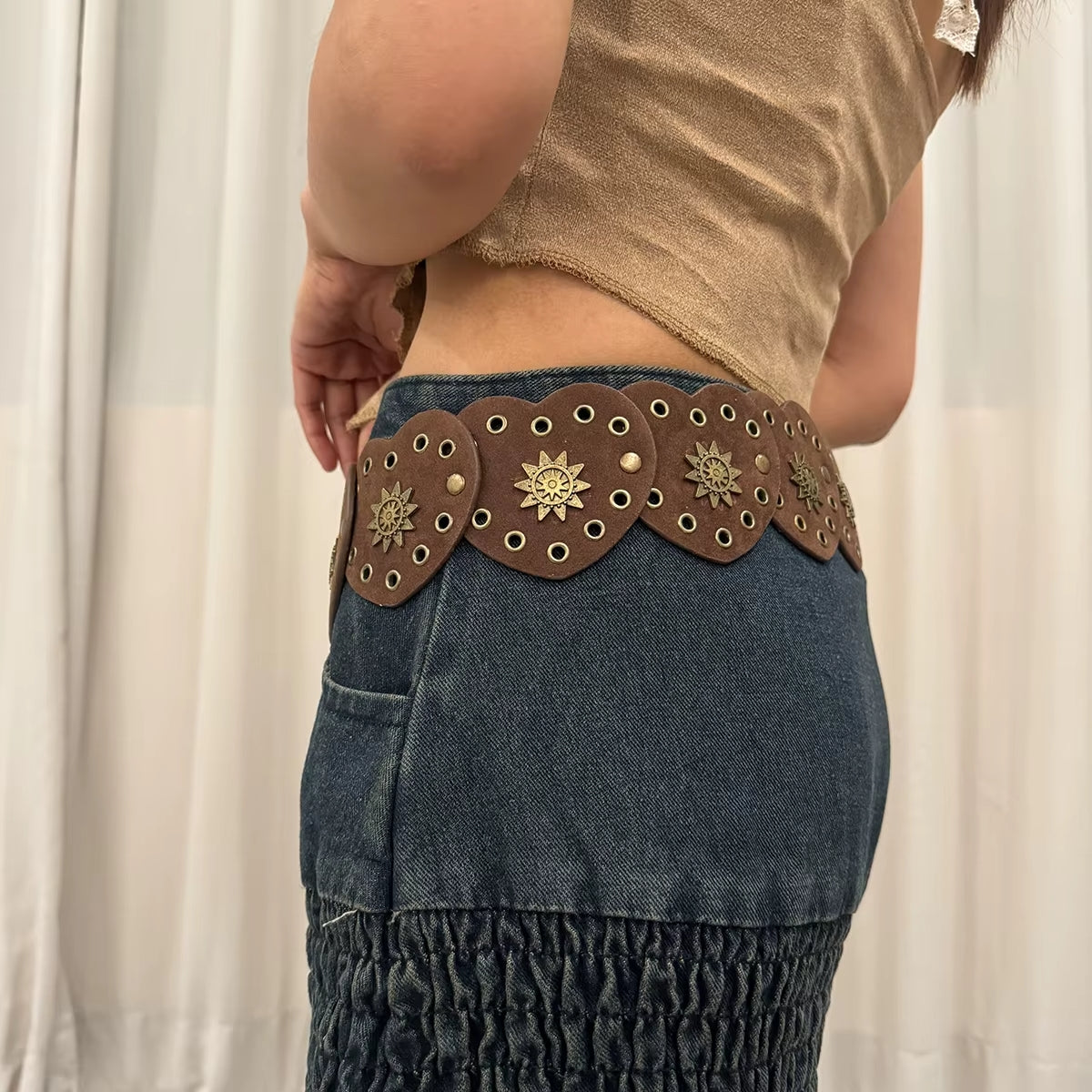 Kiki Boho Chic Wide Belt with Vintage Buckle