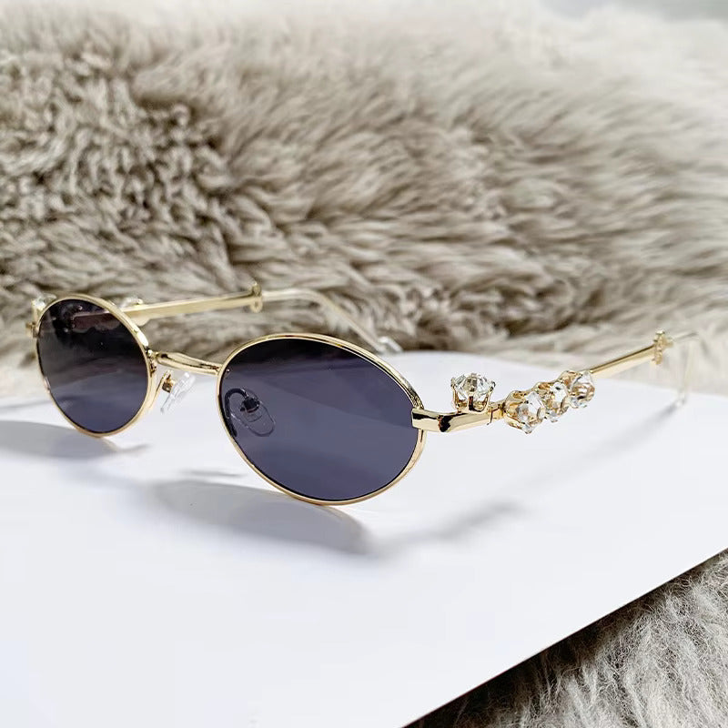 Spotlight Vintage Oval Y2K Metal Jewel Sunglasses
