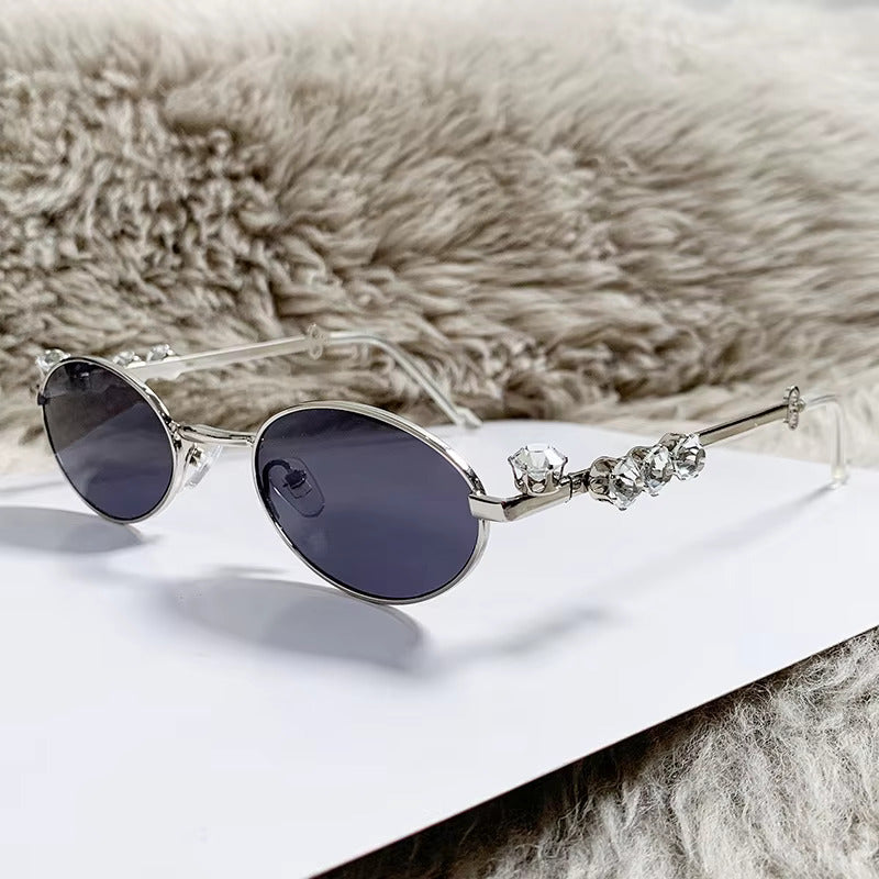 Spotlight Vintage Oval Y2K Metal Jewel Sunglasses