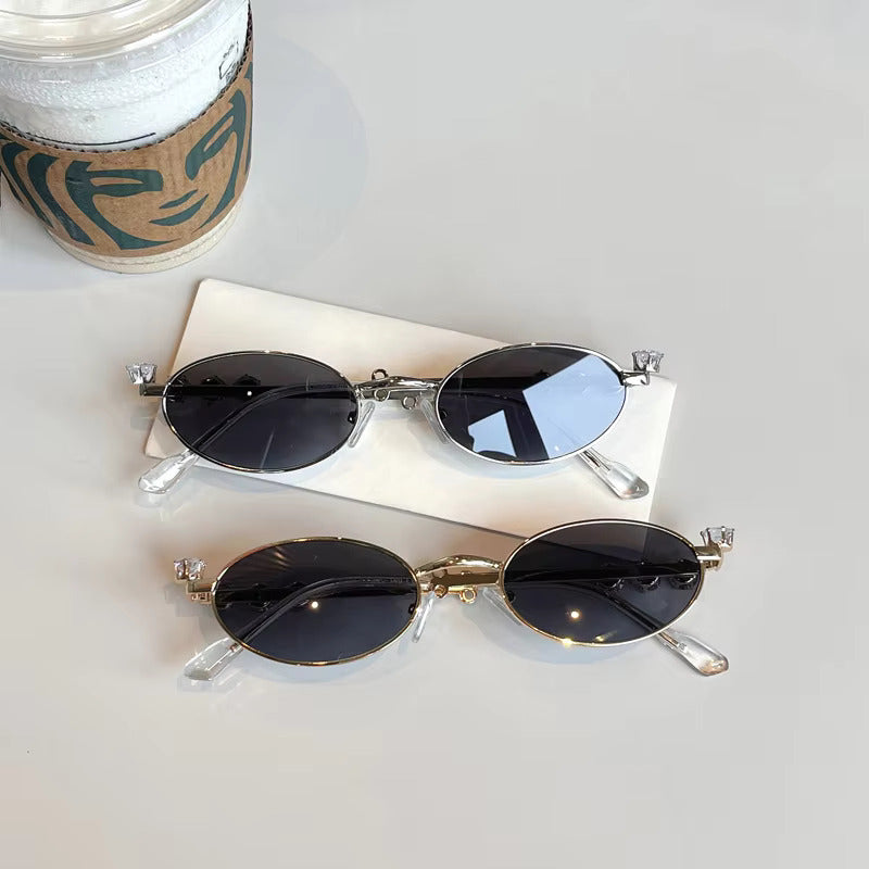 Spotlight Vintage Oval Y2K Metal Jewel Sunglasses