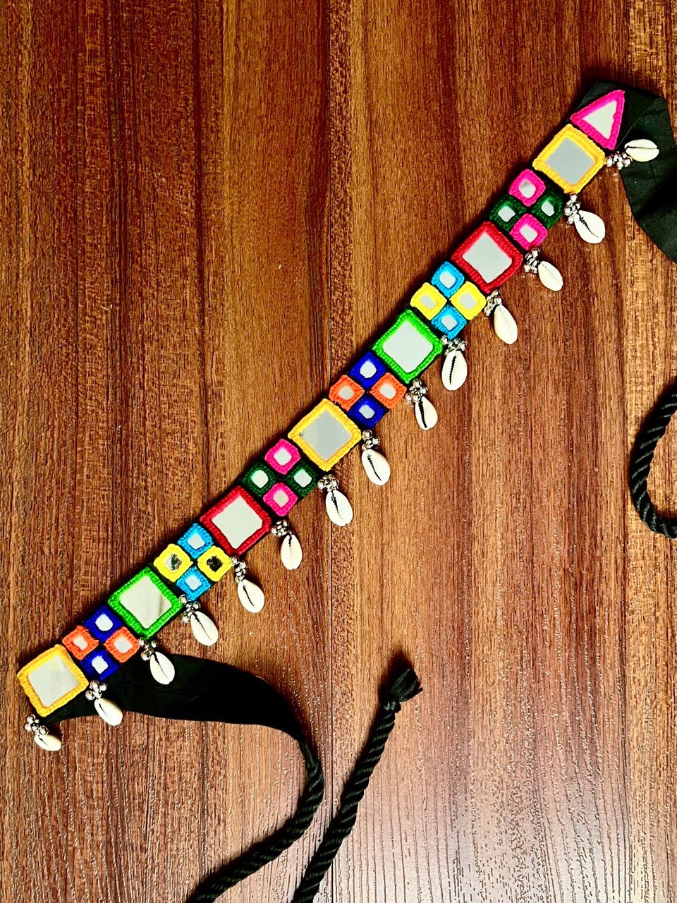 Ziddi Boho Mirror Work Kutch Embroidery Dori Waist Belt [Kamarbandh]